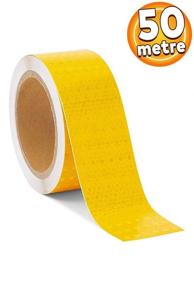 Badem10 50 Mt Reflective Vehicle Auto Truck Exterior Accessory Reflective Highlighter Strip Tape Yellow Reflective Warning Tape