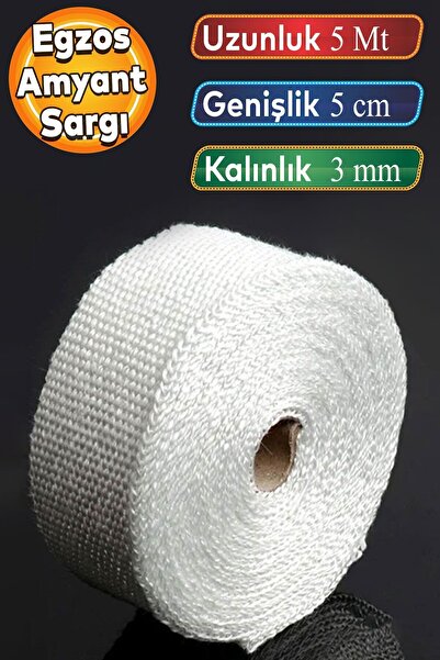 Badem10 5 Metre 5 Cm Cam Elyaf Eksoz Sargısı Manifold Sargı Bezi Yanmaz Bant ...