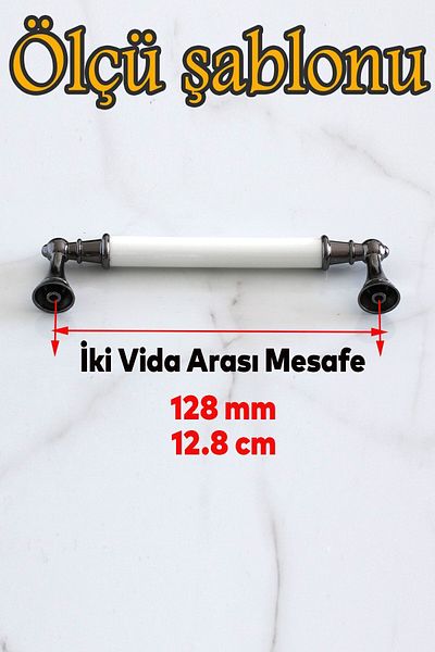 Badem10 Amos (PREMIUM) Porțelan Real Alb Afumat 128 Mm Mobilier Bucătărie Sertar Dulap Mâner Mâner