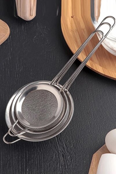 Zeyd Ticaret 3 Lü Süzgeç Seti Paslanmaz Çelik Kevgir Mutfak Eleği Eleği Kulpl...