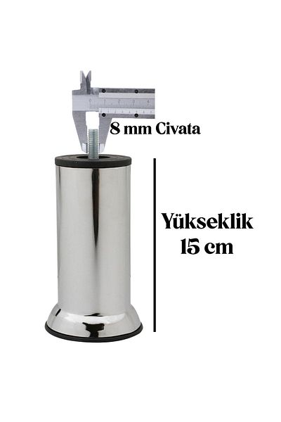Badem10 M8 Metal cromat - Baza canapea cu dinți fin și suport pentru pat și fotoliu 15 cm 16 buc