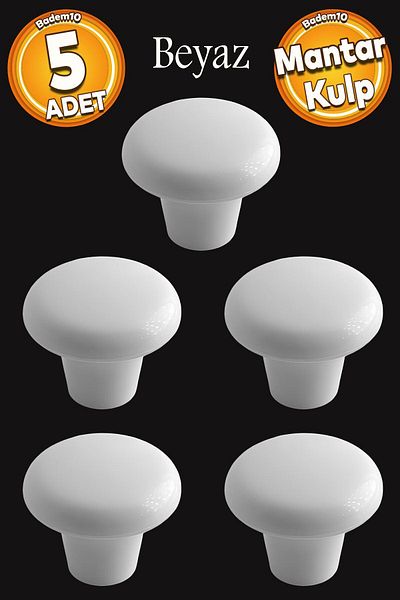 Badem10 (PĂSĂT PLASTIC) Buton ciupercă Mobilier alb Sertar de bucătărie Dulap dulap Mâner Mâner 5 buc