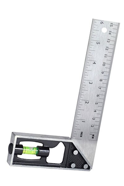 BTS Su Terazili Açı Ölçer 15 Cm 90° Cetvel Marangoz Gönye (03021)