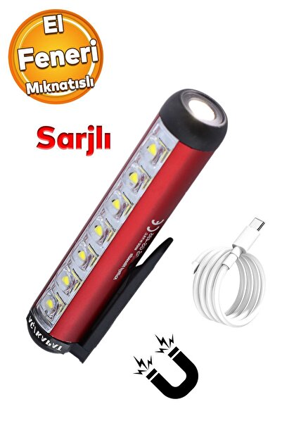 Badem10 Beyaz Işık 5 W Ledli Mıknatıslı Sağlam El Feneri Şarjlı Işıldak Kamp ...