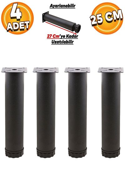 Badem10 Mobilier reglabil Canapea Baza Fotoliu Suport metalic Picior 25 Cm Picioare negre (4 buc.)