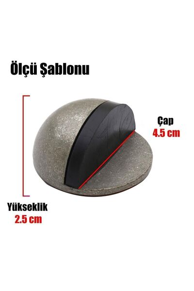 Badem10 Yarımay Yapışkanlı Kapı Kolu Stoperi Tamponu Metal Kapı Stopu Durdurucu Tutucu Tutacağı Antik Gümüş