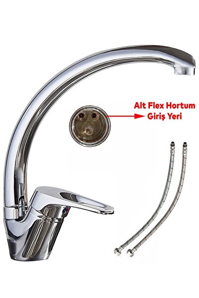 Badem10 Kuğu Mix Bathroom Sink Faucet Eyve Hot Cold Double Water Inlet Fountain Faucet 19 cm