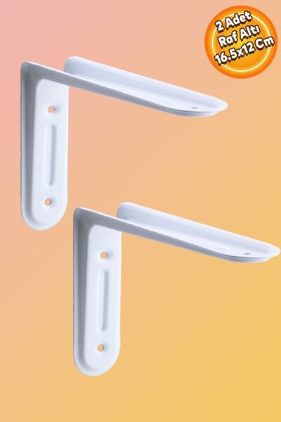 Badem10 Raf Altı Raf Tutucu Ayak Ferforje Beyaz Klas 16.5 x 12 cm 2 ADET (No:1)