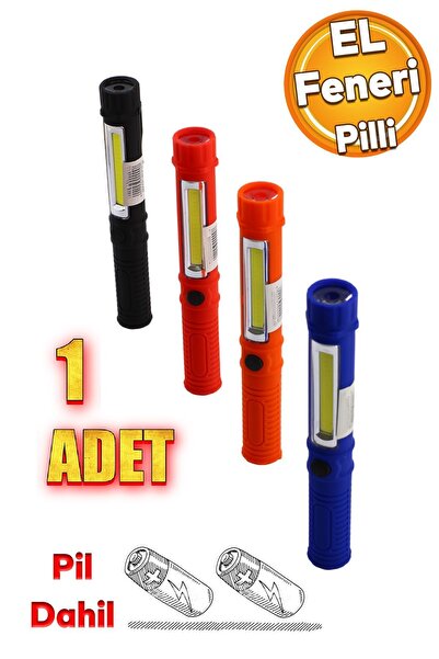 Badem10 Pil Hediyeli Portatif Mıknatıslı Pilli Küçük El Feneri Kamp Lambası I...