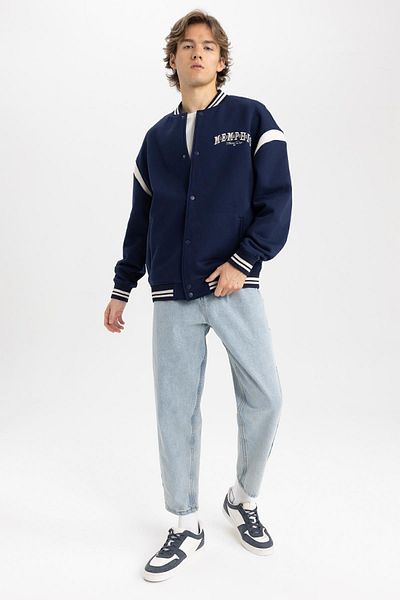 DeFacto Oversize Fit College Collar Bomber Soft Furry Cardigan Inside A4473ax23au