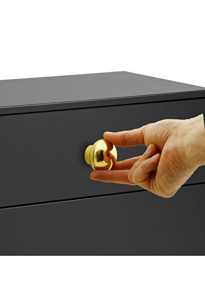 Badem10 Mobilier cu butoane Alya - Sertar de bucătărie, dulap și dulap din plastic auriu cu o singură șurub