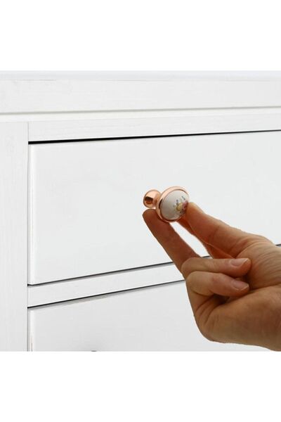 Badem10 Dulap cu butoane Süsen, capac din porțelan și sertar de bucătărie