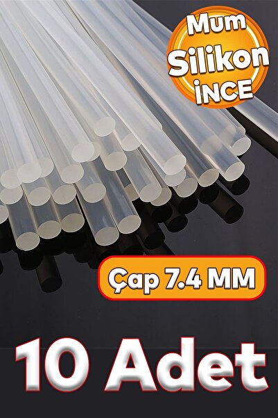 Badem10 İnce Mum Silikon 7.4 mm Çubuk Sıcak Silikon Hobi Süs Eşya Maket Yapış...