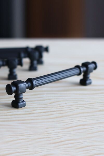 Badem10 Talas Metal cu dungi negru mat 224 mm Mobilier Bucătărie Sertar Dulap Mâner dulap Mâner