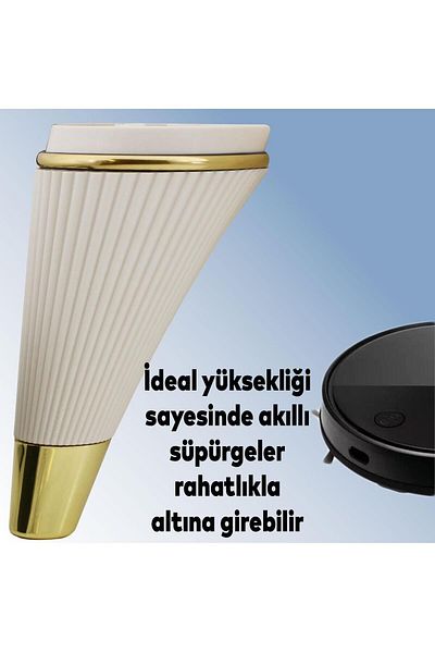 Badem10 Fier Mobilier de lux Canapea Masuta de cafea Unitate TV Scaun de relaxare Picior 15 Cm Crem Aur Baza Picioare