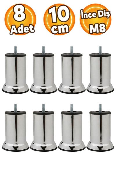 Badem10 Mobilier Canapea Baza Fotoliu Suport Inaltime Picior M8 Picior din metal cromat cu șuruburi 10cm 8buc