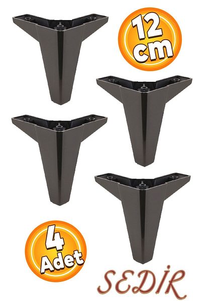 Badem10 Cedar Mobilier de lux Canapea Masuta de cafea Unitate TV Picior scaun 12 Cm Picioare Negre 4Buc