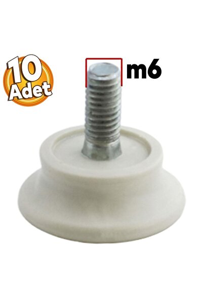 Badem10 Bingo Rotil Ayakları M6 Civatalı Mm Beyaz Profil Ayağı 2.5 Cm (10 ADET)