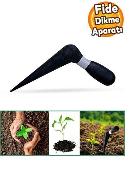 Badem10 Fide Dikme Aparatı Aleti Fide Dikici Ve Sökücü Siyah Plastik 18 Cm
