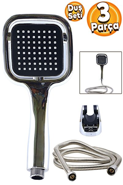 Badem10 Duş Seti Lüx Kare Başlık Banyo Duş Başlığı Seti Fiskiyesi Telefonu Me...