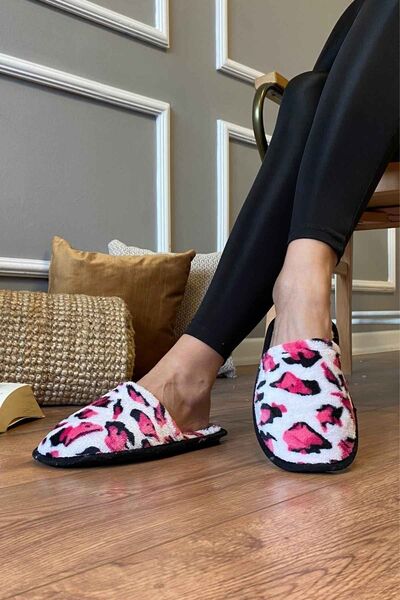 FUGA MODA شبشب منزل منقوش باللون الأبيض الفوشيا من أليس مغلق من الأمام