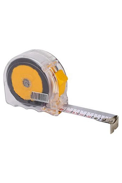 Badem10 Bandă metalică pliabilă metru 3 m x 16 mm Măsurare cu butoane de culoare transparentă Măsurare în carcasă din plastic