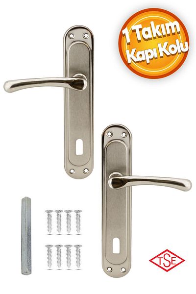 Badem10 Kumrucan Nickel Satin Room Door Handle Suitable for Left and Right, Front and Rear (1 SET)