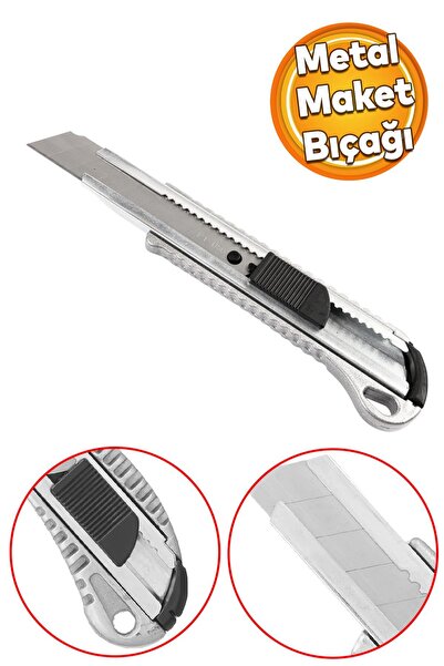 Badem10 Gönen Metal Maket Bıçağı Eko 18 mm Alüminyum Metal Gövde Sağlam Dayan...