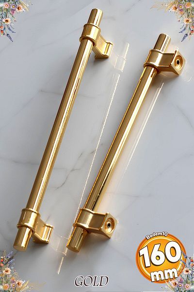 Badem10 Hisar Gold Gold Metal plat 160 mm Mobilier Bucătărie Sertar Dulap Mâner dulap Mâner