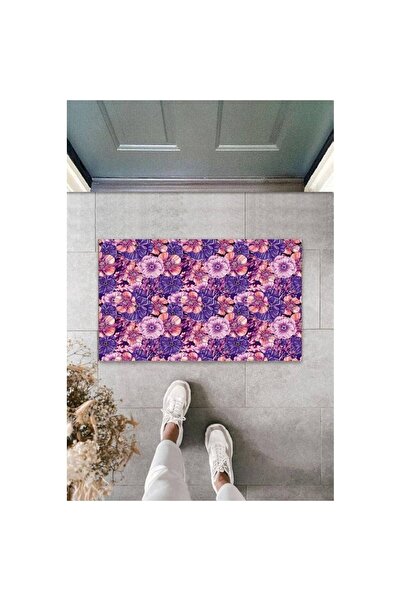 Dormot Home Decorativ Digital Flowers Purple Covoraș de ușă Covoraș de exterior
