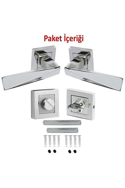 Badem10 Penta Nickel Satin Square Rosette WC Ușă Baie - Dreapta 2 Ani Nichel