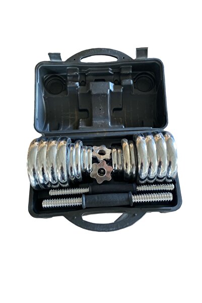 HEPİTOP Çantalı Döküm Plaka Dambıl Seti 30 Kg Krom Dumbbell Set