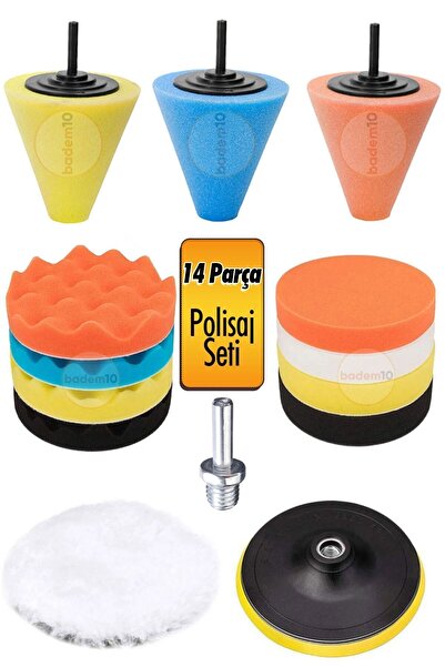 Badem10 Oto Araç Araba Pasta Cila Jant Matkap Ucu Parlatma Polisaj Süngeri Ap...