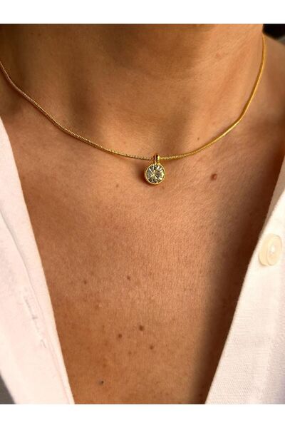 Rossetto Atelier Gold Tek Taş Choker Kolye