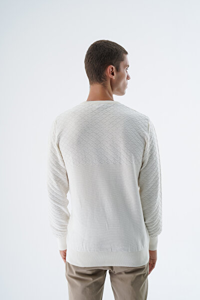 Trist Star Екрю баклава з візерунком Linx трикотажний светр - велосипедний комір, 100% бавовна TRIST-1202