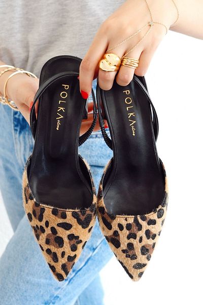POLKA STORE Blush leopardí špičaté krátké dámské boty na podpatku