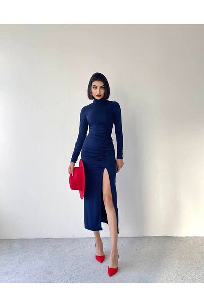 Natavan Rochie midi cu decolteu cu fante