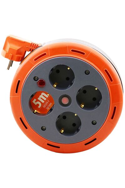 Badem10 Plastik Makaralı Uzatma Kablosu 3x1 Mm 5 Metre Cca Kablo