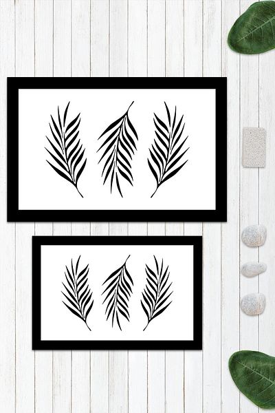 Evmila Set de covoare din 2 piese cu model de frunze (60x100/40x60) Set de covoare de baie