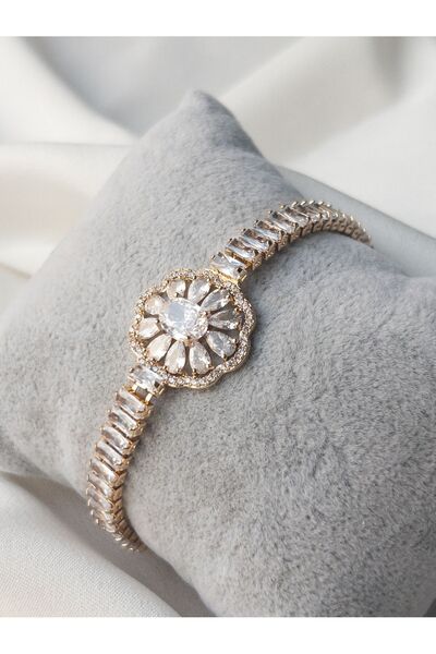 Siya Silver سوار الممر المائي بتفاصيل زهور - 17/2 سم