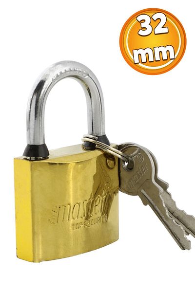 Badem10 Yellow Color 32 mm 3 Keyed Hanging Shutter Door - Ring Chest Tosba Lock Metal