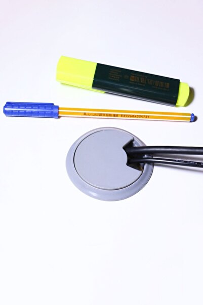 Badem10 Masa Üstü Kablo Kanalı Deliği Kapağı Gri Masa Kapağı 6 Cm