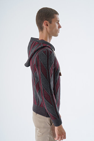 Trist Star Anthracite Colored Hooded Men's Knitwear Sweater - Double Vanilla TRIST-5333