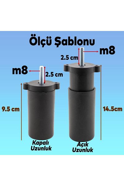 Badem10 Set de 6 cedru negru - unitate TV, canapea extensibilă și suport pentru canapea, picioare de bază de 12 cm, M8