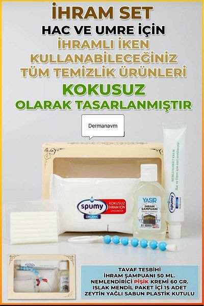 Derman Odorless Hajj and Umrah Set (Price for 3 Sets) Odorless Diaper Rash Cream Odorless Wet Wipe Odorless Soap