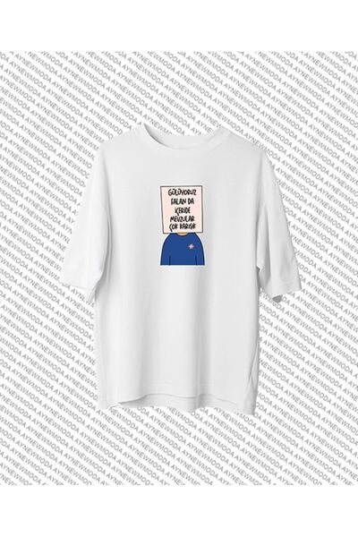 aynewmoda We Laugh Falan Da - Tricou oversize cu imprimeu foarte mixt