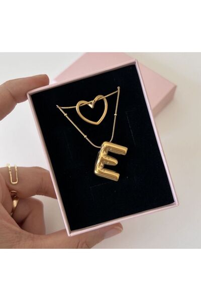Accessories 2'li Çelik Kolye Seti/Harfli kolye