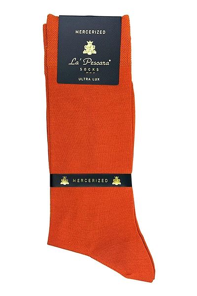 La Pescara La'pescara Ultra Luxury Orange Mercerized Men's Socks Crp215