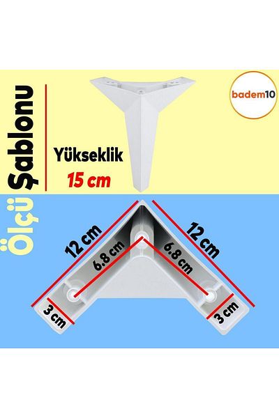 Badem10 Set Kale din 6 piese - bază albă pentru televizor, scaun și suport pentru canapea, șuruburi M8 de 15 cm