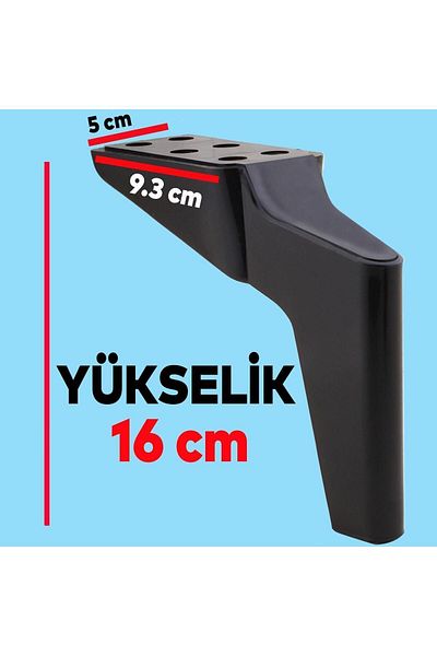 Badem10 Logan Set 6 Mobilier Unitate TV Canapea extensibila Fotoliu Canapea Suport Picior 16 Cm Picioare Negre Bolt M8